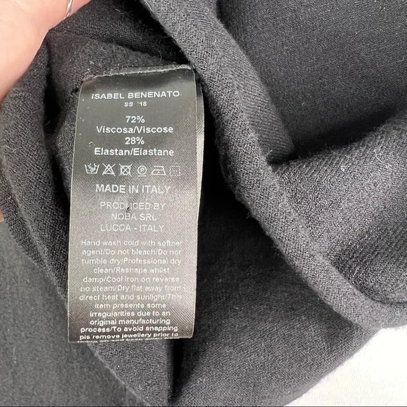 Isabel Benenato Black One Sleeve Sweater Top Asymmetrical Tie Side Crewneck 46 - Picture 4 of 5